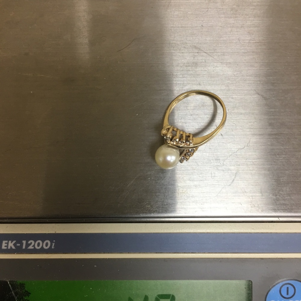 14K yellow gold stamped diamonds ring - Picture 5 of 5